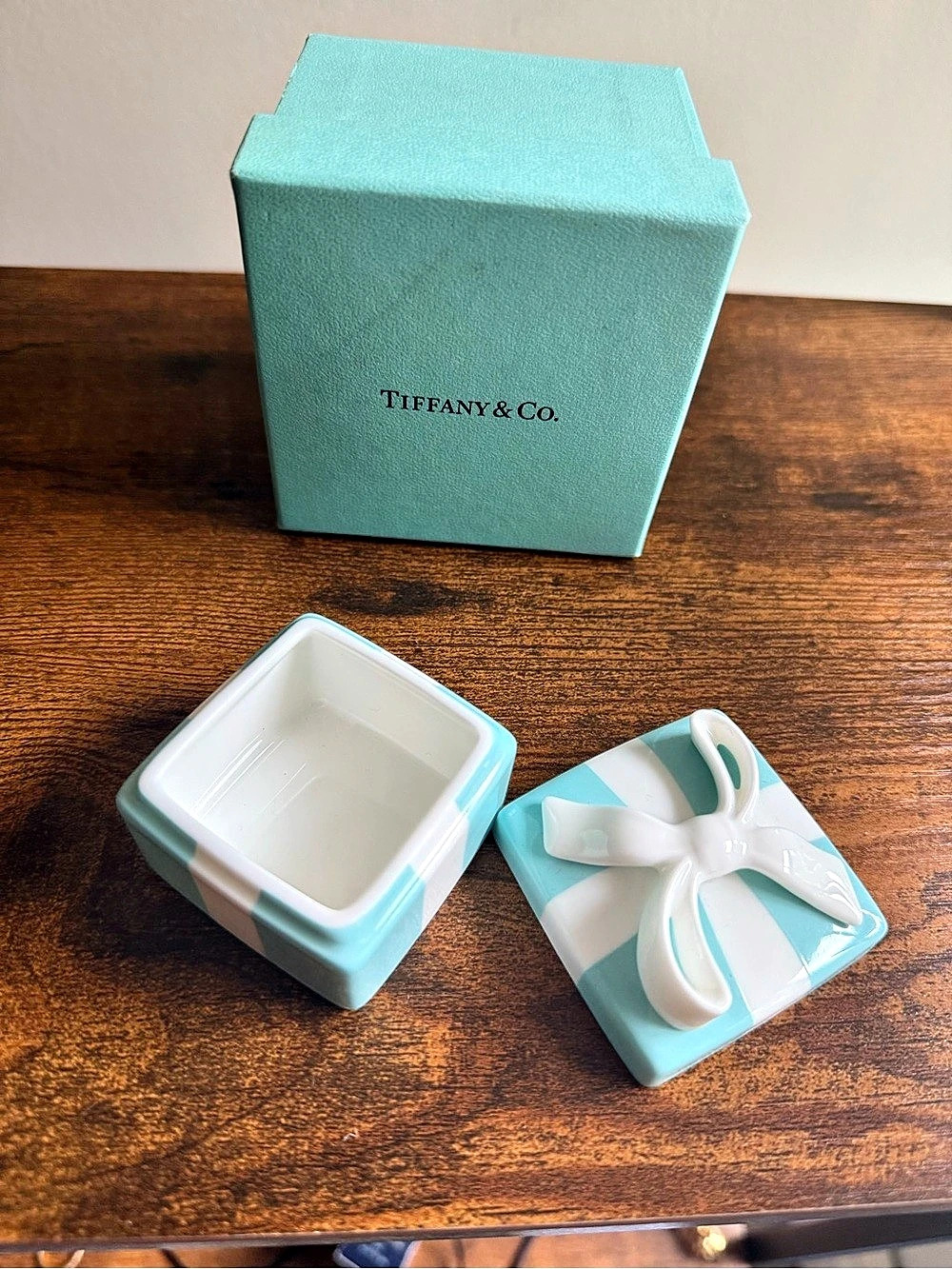 Tiffany & Co. Mini Blue Bow Porcelain Trinket Box